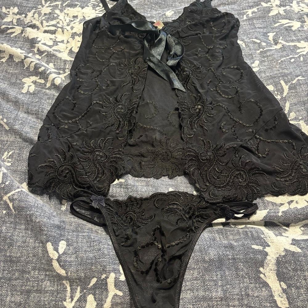 Attitudes by Renee Black Lace Chemise